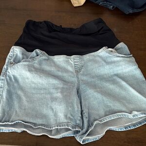 Isabel Maternity High Waist Denim and Black Shorts